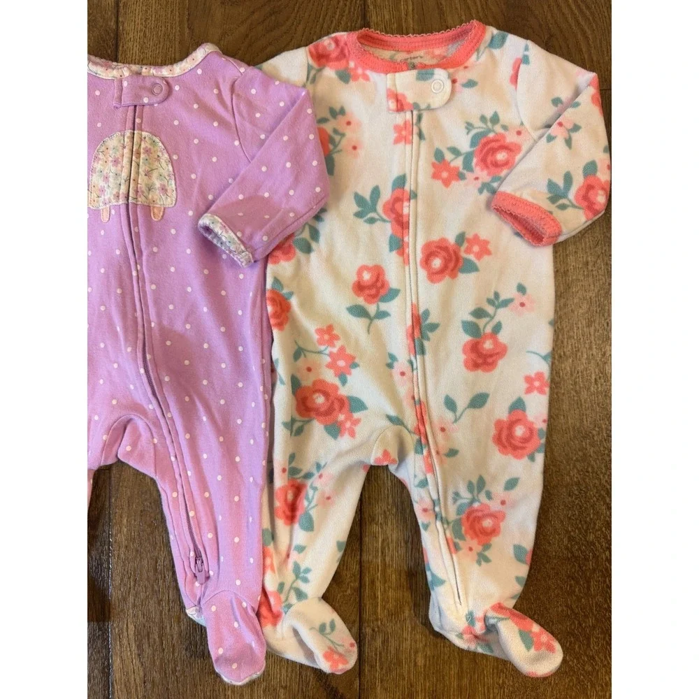 Carters Girl Sleepers 3 Months Lot Zipper Rompers Outfits‎ Sleep N Plays Pajamas